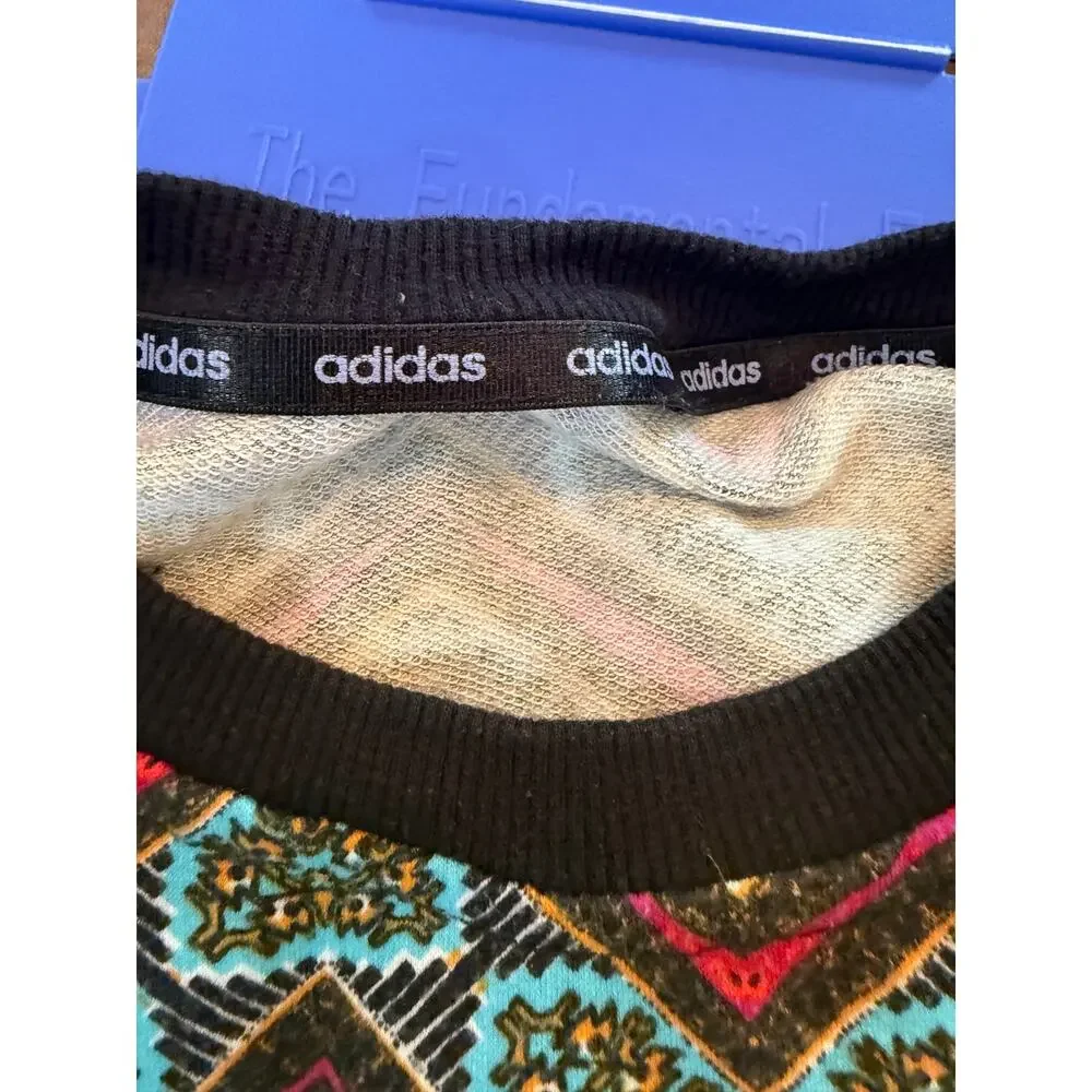 Adidas Originals Crewneck Sweatshirt Patterned Fabric Teal Aztec Trefoil